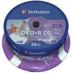 Диск DVD Verbatim 8.5Gb 8X CakeBox 25шт Printable