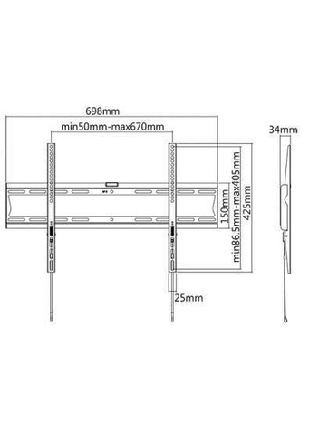 Кріплення настінне ТВ (37 7-70"VESA від 200 до 600, фіксоване ITECHmount PLB-60