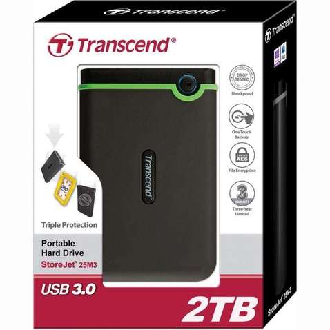 Зовнішній жорсткий диск HDD Transcend 2TB 2.5" USB 3.1 StoreJet External  Iron Gray