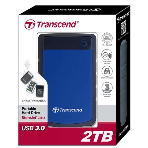 Зовнішній жорсткий диск HDD Transcend 2TB 2.5" USB 3.0 Storejet  Blue