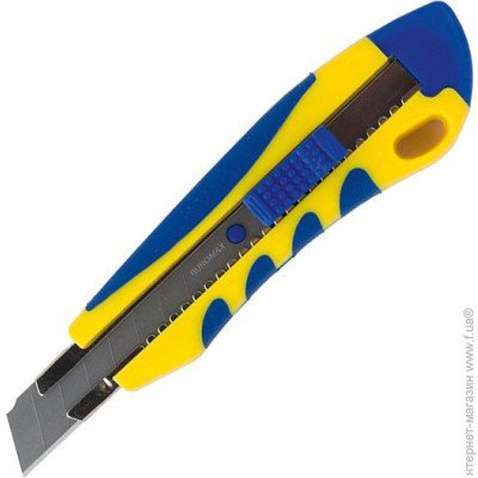 Ніж канцелярський BUROMAX 18мм, metal runners, rubber inserts (BM.4618)