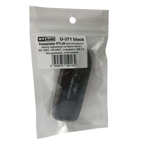 Кардрідер STLab USB2.0 для карт SD/ SDHC/ MMC /RS-MMC пластик чорний U-371 black