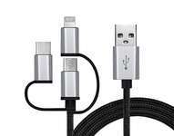 Кабель USB REAL-EL Premium USB2.0 AM-3in1 Lightning/microUSB/USB-C 1m