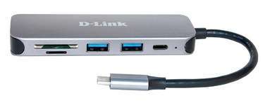 Концентратор USB D-Link DUB-2325 2xUSB3.0, 1xUSB-TypeC, 1xSD, 1x-microSD, USB Type-C DUB-2325