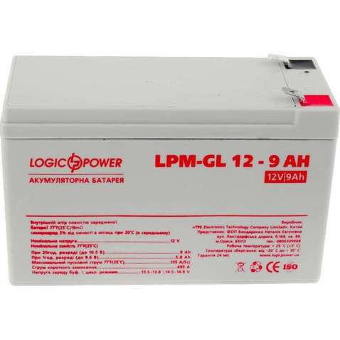 Акумуляторна батарея для ДБЖ  LogicPower 12V 9AH (LPM-GL 12 - 9 AH) GEL