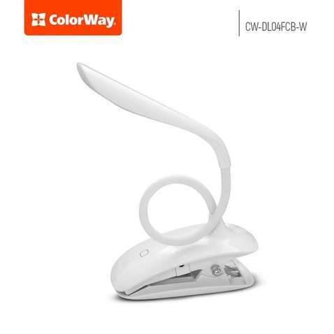 Лампа настільна  LED ColorWay Flexible &amp; Clip з вбудованим акумулятором White