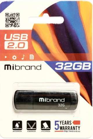 Флешка 32Gb USB 2.0 Mibrand Grizzly (MI2.0/GR32P3B) Black