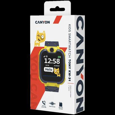 Дитячий смарт-годинник Canyon CNE-KW31BB Kids smartwatch Tony, Yellow-Grey (CNE-KW31YB)