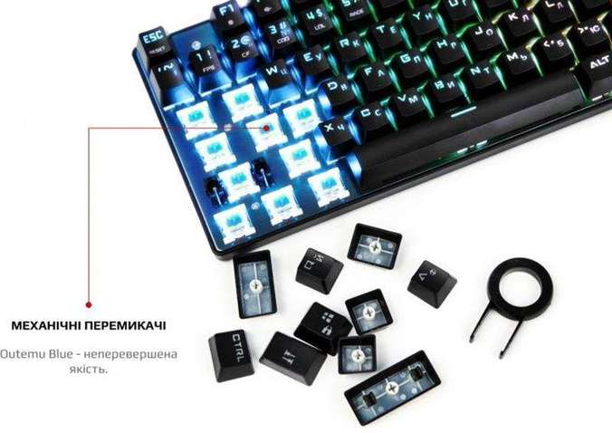 Клавіатура Motospeed CK104 Outemu Blue RGB (mtck104cmb) Silver USB