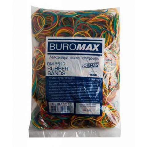 Резинки для грошей   Buromax JOBMAX assorted colors, 1000 г (BM.5517)