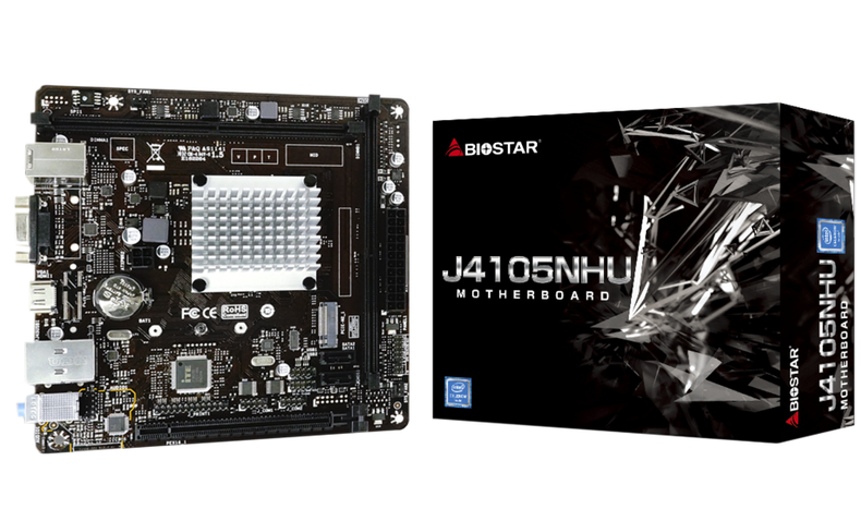 Материнська плата  Biostar J4105NHU Intel J4105, Mini-ITX, GbE LAN, 7.1-CH Audio J4105NHU