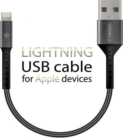 Кабель   Intaleo CB0 USB-Lightning 0.2м Black/Grey (1283126495618)