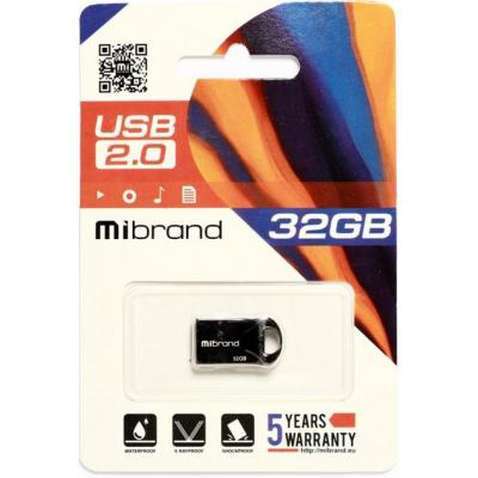 USB флеш накопичувач Mibrand 32GB Hawk Black USB 2.0 (MI2.0/HA32M1B)