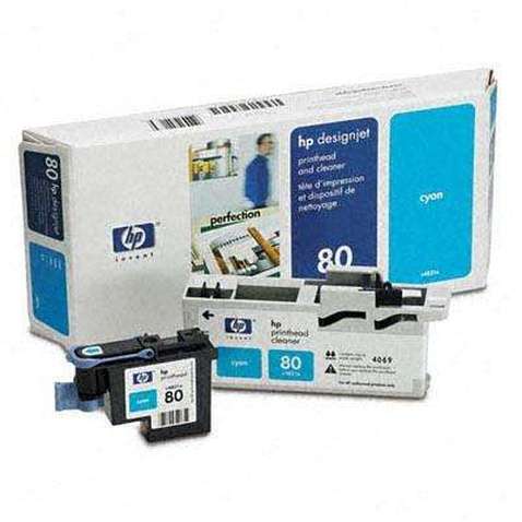 Друкуюча голівка HP №80 DesignJ1050/1055 cyan+Cleaner (C4821A)