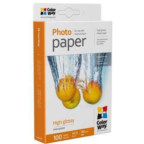 Папір ColorWay 10x15 180г glossy, 100с (PG1801004R)