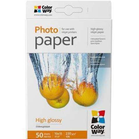 Папір ColorWay 10x15 230г glossy, 50с (PG2300504R)