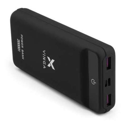 Батарея універсальна Vinga 20000 mAh QC3.0 Display soft touch black (VPB2QLSBK)