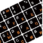 Наклейка на клавіатуру Деколь black, рос/анг, непрозора, чорна