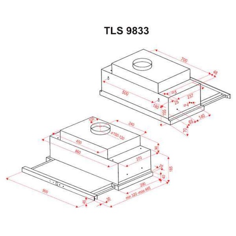 Витяжка PERFELLI TLS 9833 W LED Strip