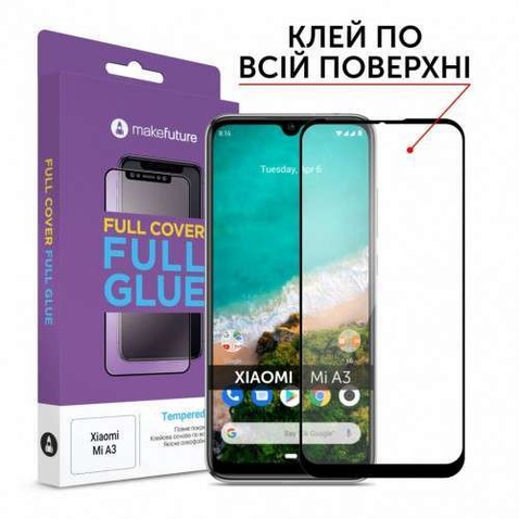 Захисне скло MakeFuture Xiaomi Mi A3 Black Full Cover Full Glue (MGF-XMA3)