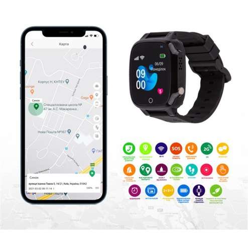 Дитячий смарт-годинник  AmiGo GO008 Milky GPS WiFi Black