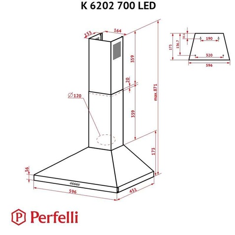 Витяжка Perfelli K 6202 I 700 LED