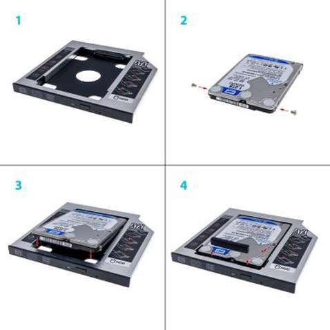 Фрейм-перехідник Grand-X HDD 2,5'' SATA2/SATA3 Slim 9,5mm (HDC-24С)