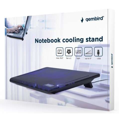 Підставка до ноутбука Gembird до 15", 2x125 mm fan, black (NBS-2F15-01)
