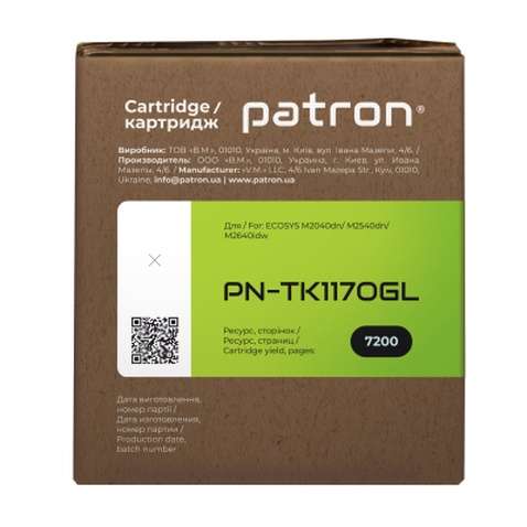 Тонер-картридж PATRON KYOCERA TK-1170 GREEN Label (PN-TK1170GL)