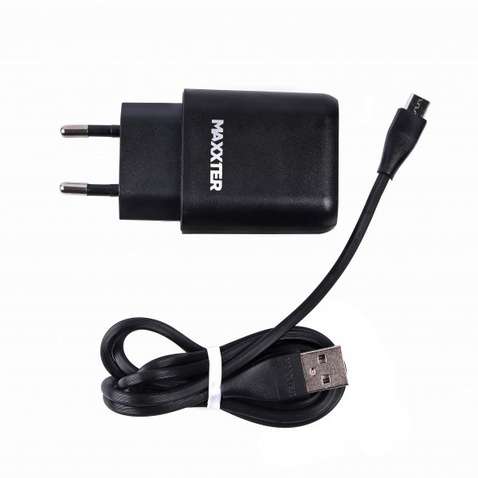 Зарядний пристрій  Maxxter 5V 2,4A, Quick Charge 3.0 1USB Black (WC-QC-AtM-01) + cable USB-TypeC