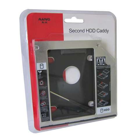 Фрейм-перехідник HDD/SSD 2.5" для ноутбука Maiwo NSTOR-12, 12.7mm, SATA3, Aluminium