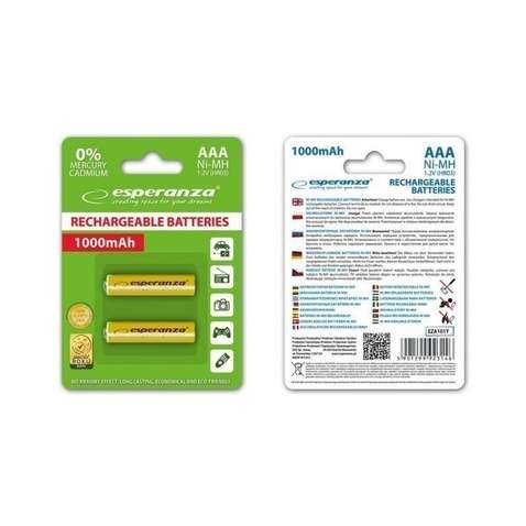 Акумулятор Ni-MH AAA 1000 mAh, 2шт, жовтий ESPERANZA