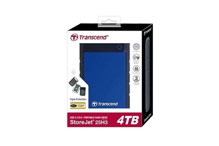 Зовнішній жорсткий диск 2.5" USB 4.0TB Transcend StoreJet 25H3 Navy Blue (TS4TSJ25H3B)