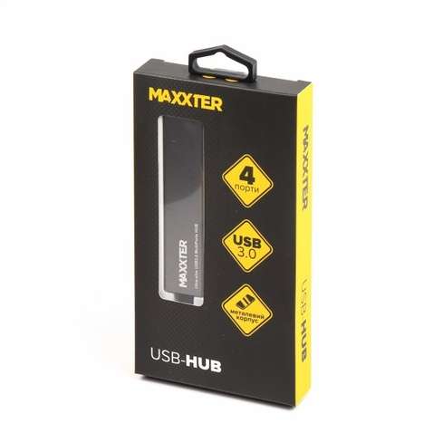 Концентратор  Maxxter USB 3.0 Type-A 4 ports grey (HU3A-4P-02)