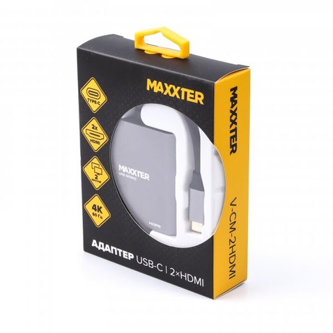 Адаптер-перехідник  Maxxter USB-C на 2 HDMI (2 незалежні екрани)