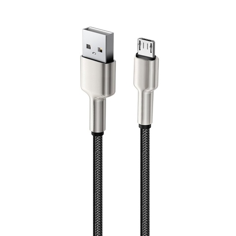 Кабель  1m USB 2.0 (AM/Micro USB) ColorWay (head metal) (CW-CBUM046-BK) 2.4А Black