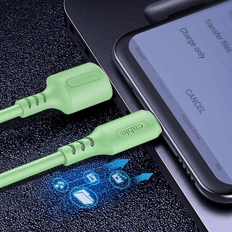 Кабель  ColorWay USB-microUSB, soft silicone, 2.4А, 1м, Green (CW-CBUM042-GR)