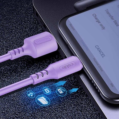 Кабель  ColorWay USB-microUSB, soft silicone, 2.4А, 1м, Purple (CW-CBUM044-PU)