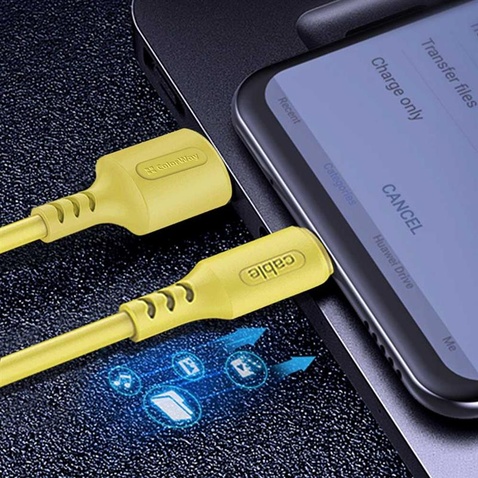 Кабель  ColorWay USB-microUSB, soft silicone, 2.4А, 1м, Yellow (CW-CBUM043-Y)