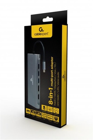 Концентратор USB  Cablexpert USB-C 8-в-1 (A-CM-COMBO8-01)