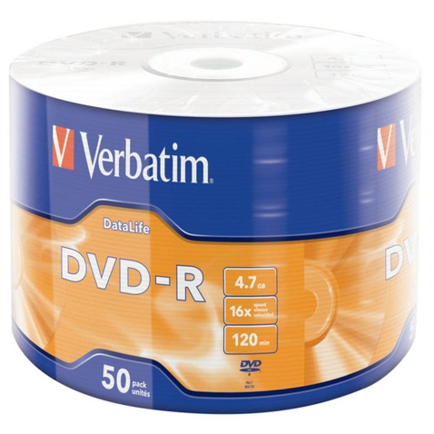 Диск DVD Verbatim 4.7Gb 16X Wrap-box 50pk Extra MATT SILVER (43791) DVD-R, 4.7 Гб, 16x, 50 шт