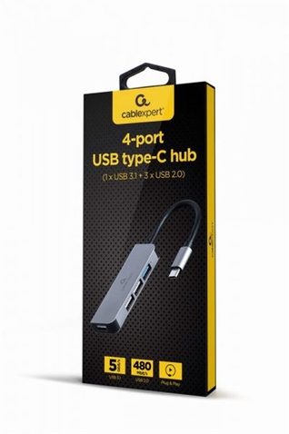 USB Type-C концентратор (Hub)  Cablexpert 1 х USB 3.1 Gen1 (5 Gbps), 3 х USB 2.0