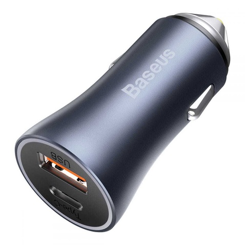 Автомобільний зарядний пристрій  Baseus Golden Contactor Pro USB-A/Type-C 40W Dark Gray