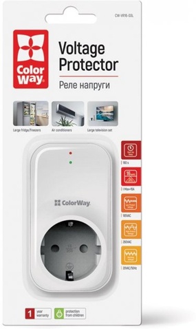 Реле напруги  ColorWay (16A/3680W) 165V/260V LED1 White CW-VR16-03L БОНУС!