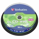 Диски CD-RW Verbatim 700Mb 12x Cake box 10шт (43480)