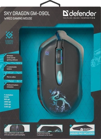Миша Defender Sky Dragon з ігровою поверхнею GM-090L USB Black (52090)