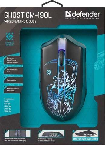 Миша Defender Ghost GM-190L (52190) Black USB