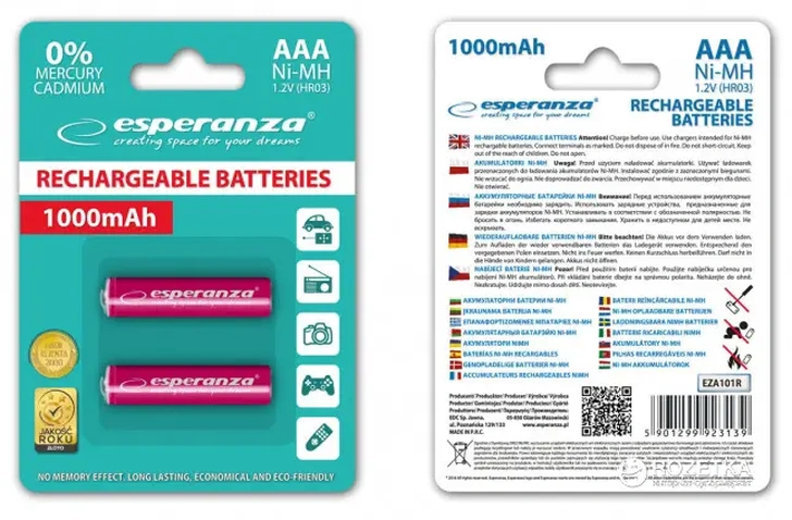 Акумулятор Esperanza EZA103R AA(HR6) 2000mAh 1x2 шт. Червоний