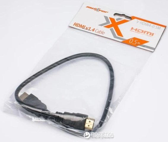 Кабель HDMI to HDMI 0.5m Maxxter (V-HDMI4-0.5M) v1.4