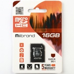 Карта пам'яті  Mibrand microSDHC 16GB Class 10 UHS-I +SD-адаптер